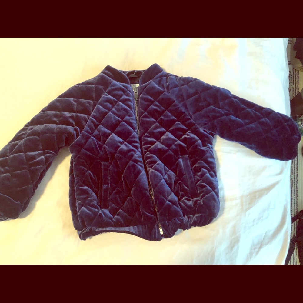 GAP Midnight Blue quilted velour bomber jacket 2T